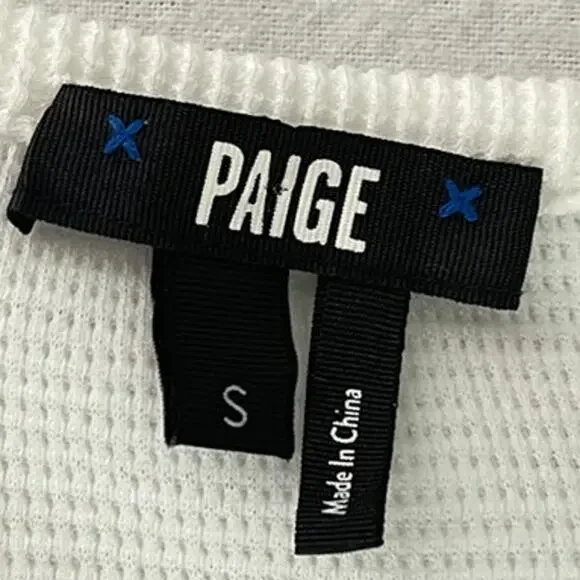 Paige Daniella Long Puff Sleeve Henley Top Ivory White Women's Size Small - Picture 13 of 13